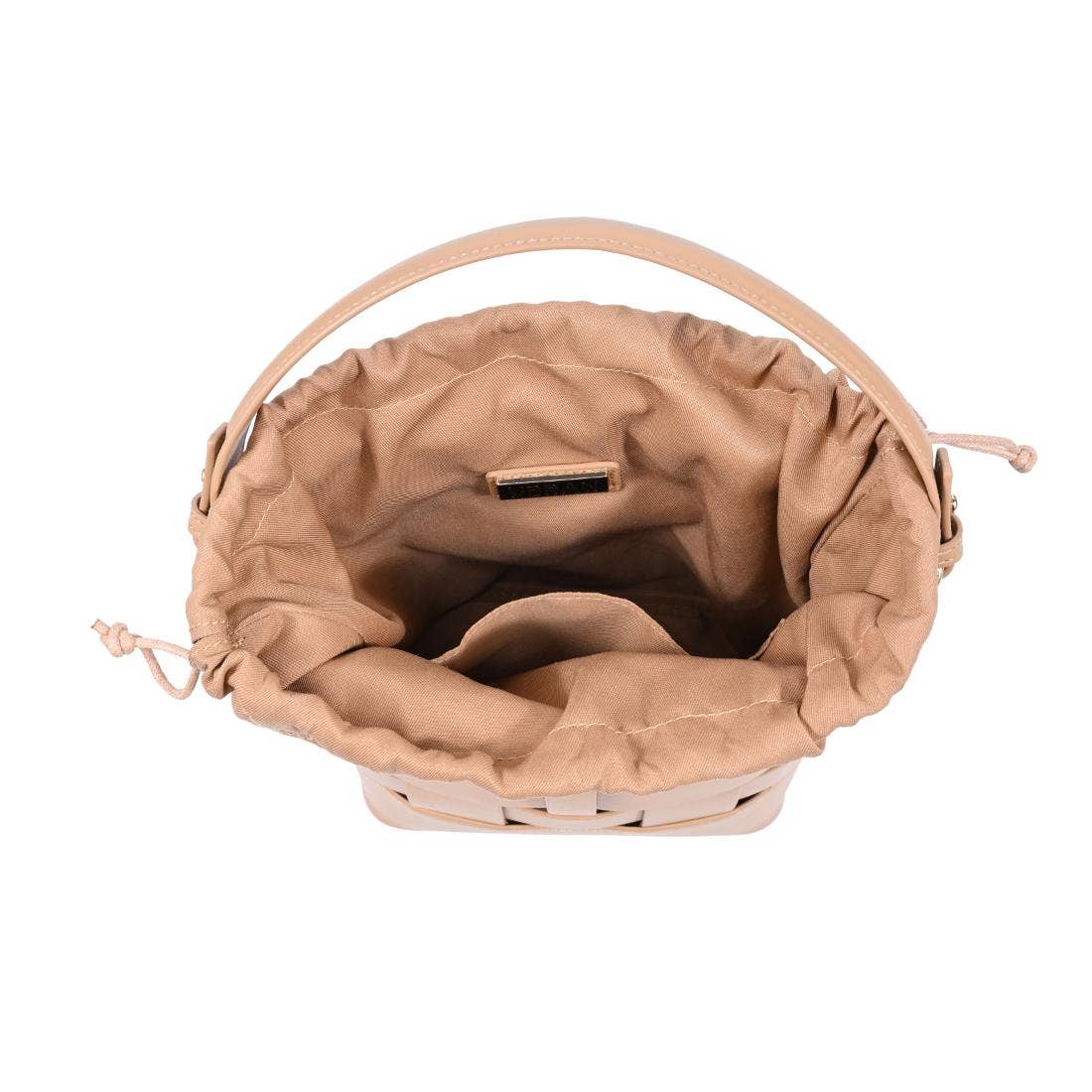 Woven-panel bucket bag - natural