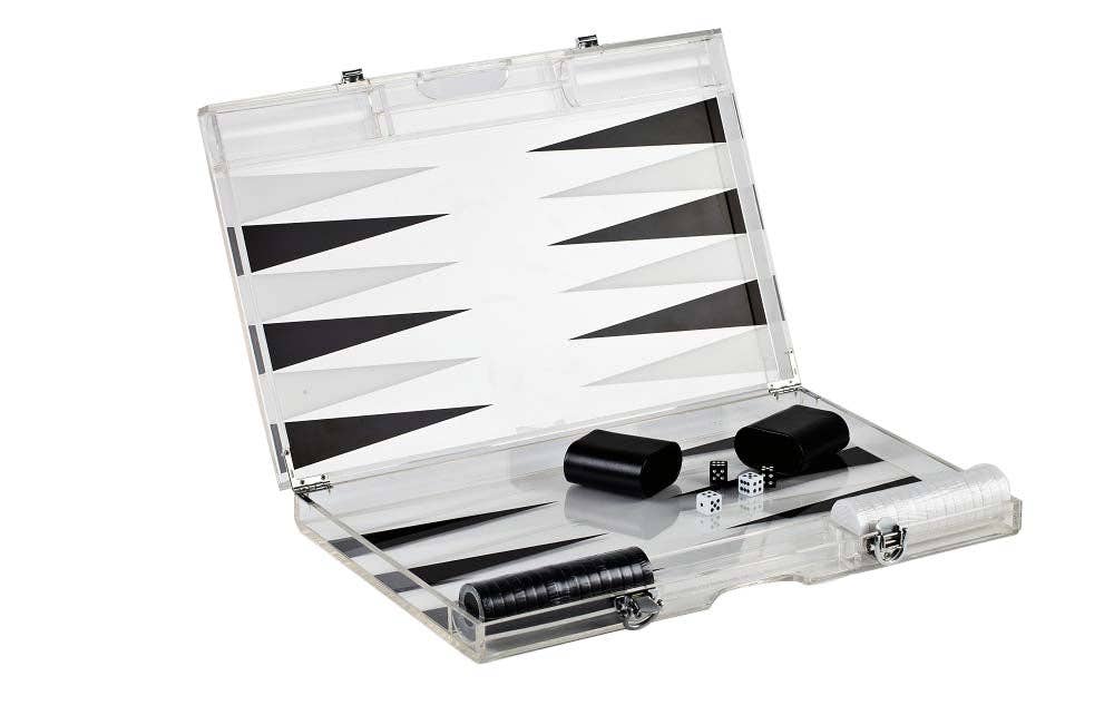 Jeu de backgammon en Lucite massif de 18 pouces
