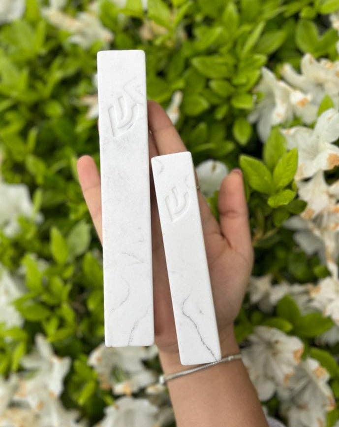 WHITE Marble Stone mezuzah
