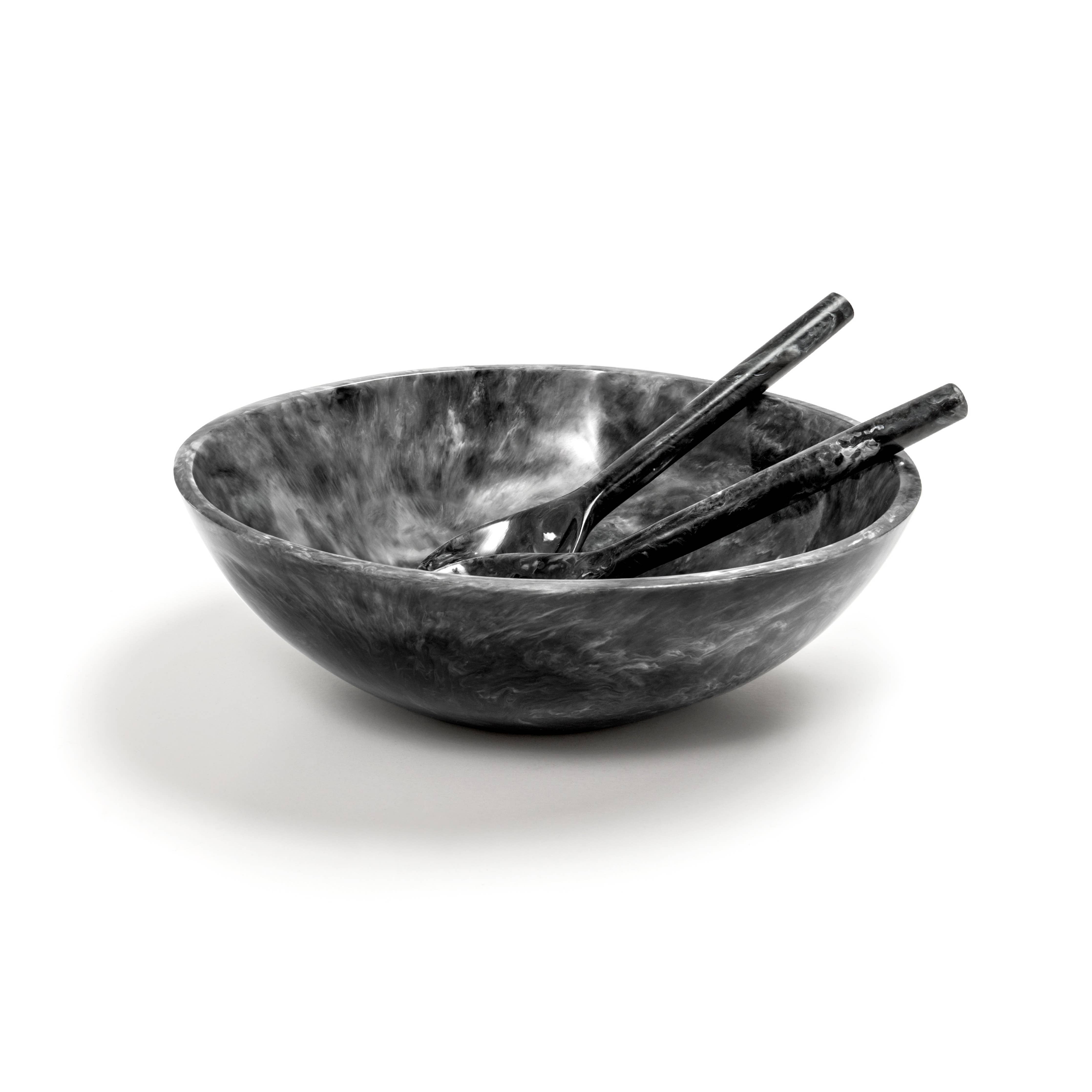 EveryWare Resin Bowl and servers - Black & White Swirl