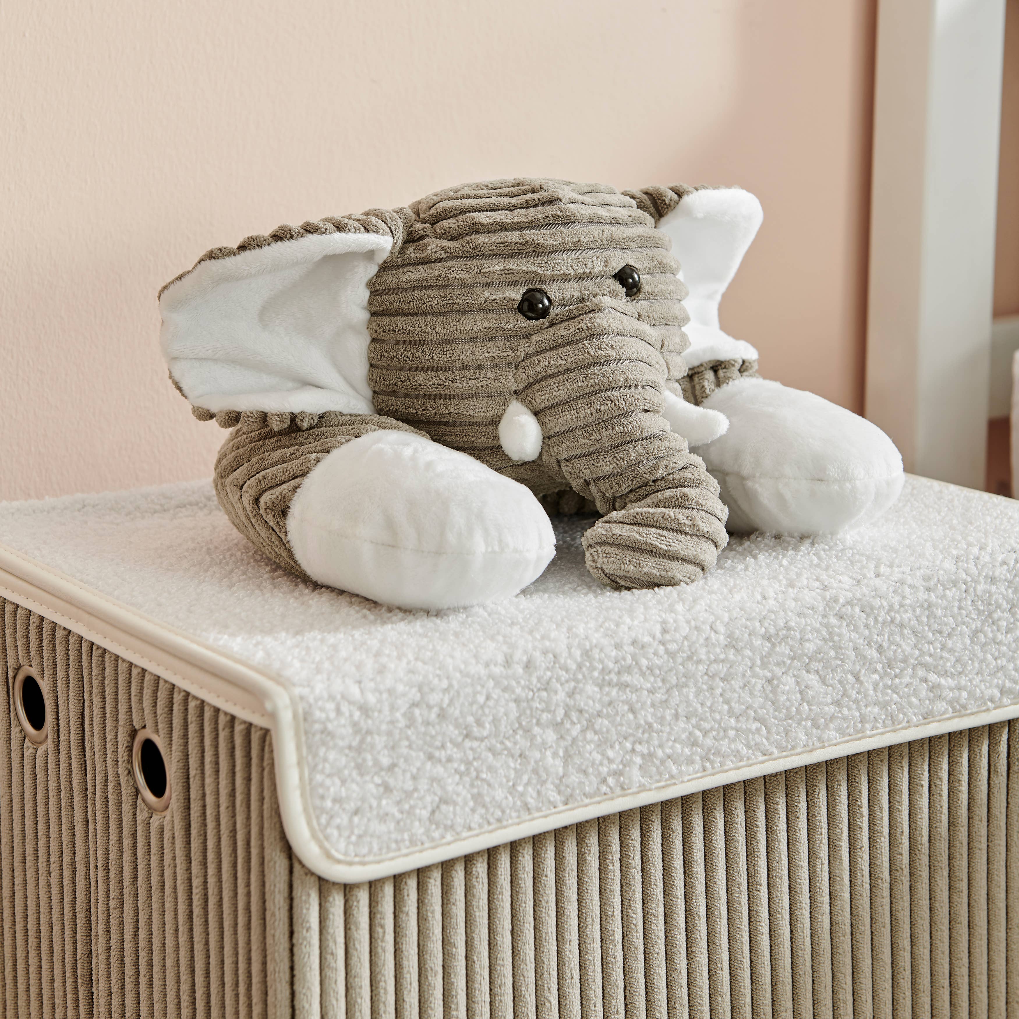 personalized Collapsible Corduroy Plush Storage Box/Hamper - Elephant