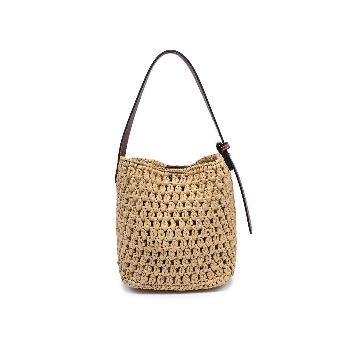 Handwoven bucket Shoulder Bag - natural