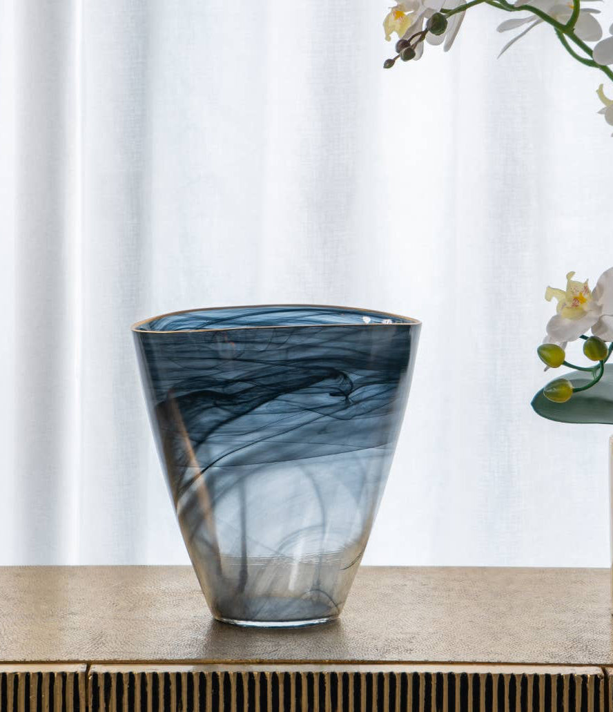 Midnight Swirl Glass Vase