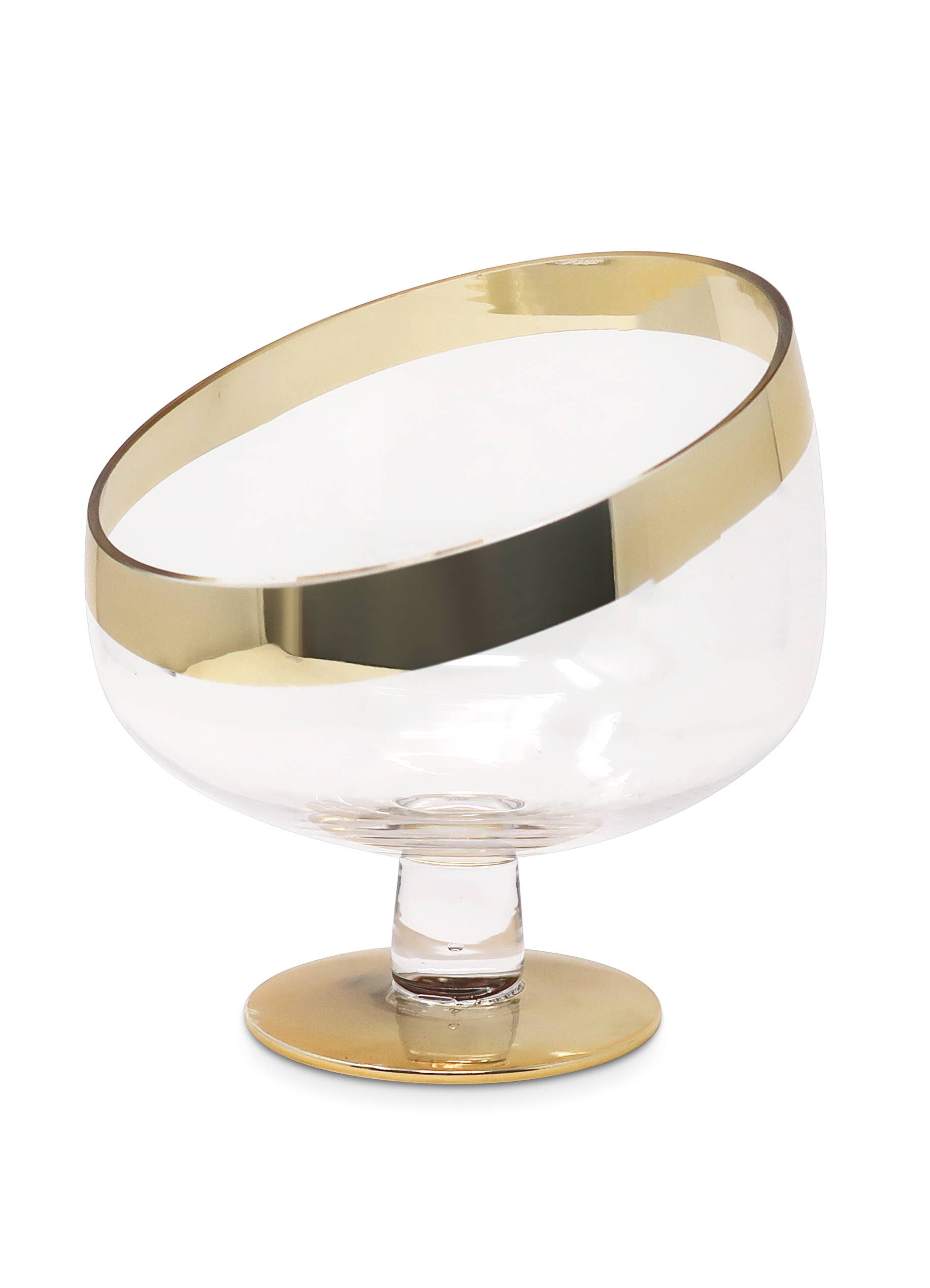 Footed Snack Bowl With Gold Base And Rim: Medium