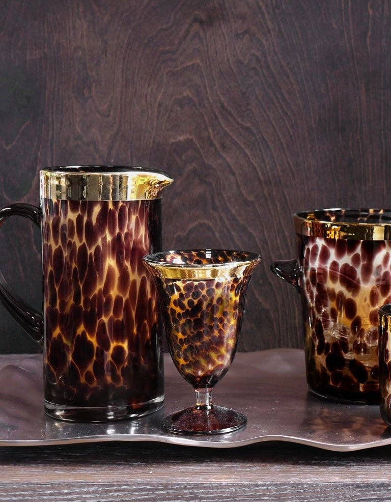 GLASS Tortoise and Gold Pitcher