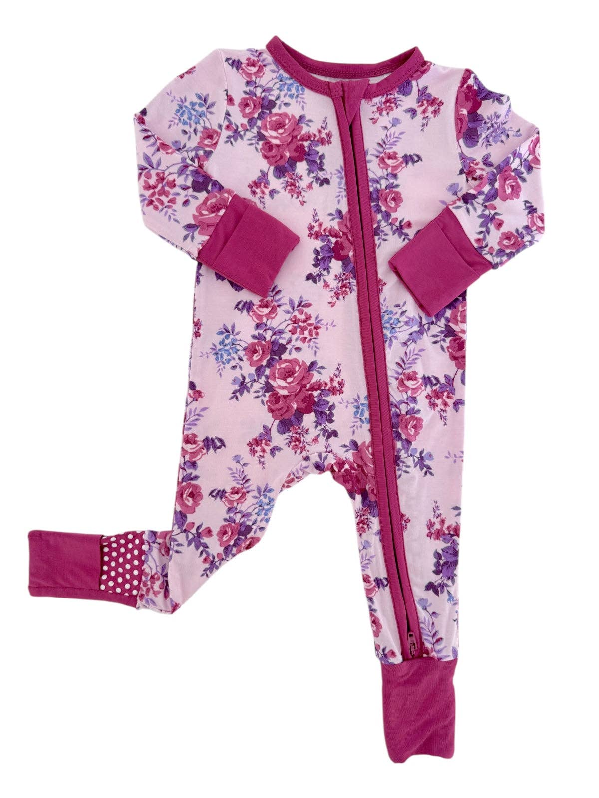2-Way Zip Romper, Violet Rose
