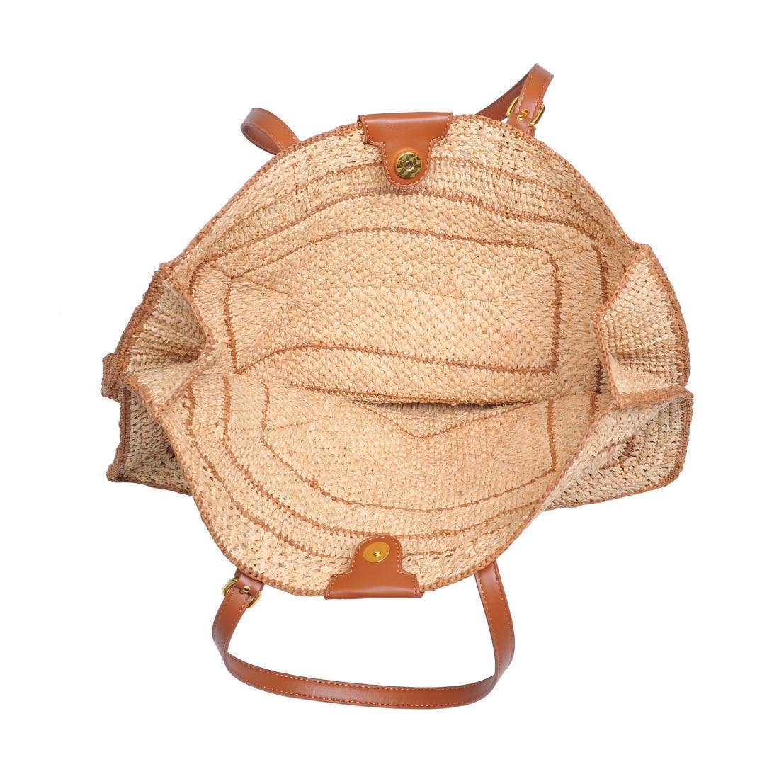 Sac cabas en raphia avec finitions dorées