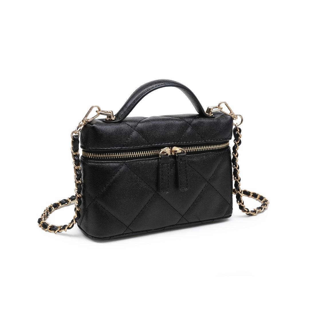 Quilted Vanity bag with chain - black
