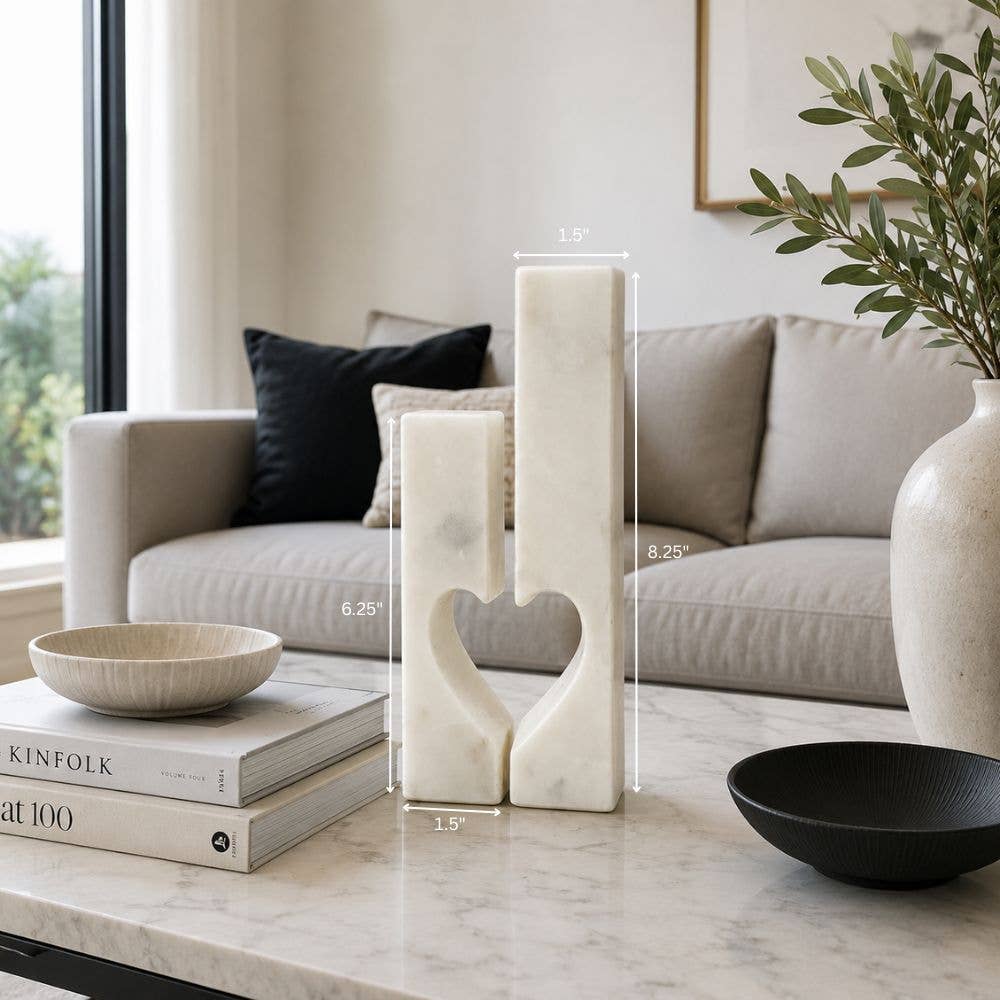 Marble Love Pillar Candleholders - Set of 2