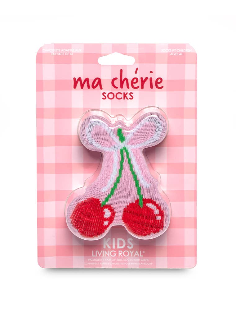 3D Packaged Crew Socks - Kids - Cherries Tied w/ Bow