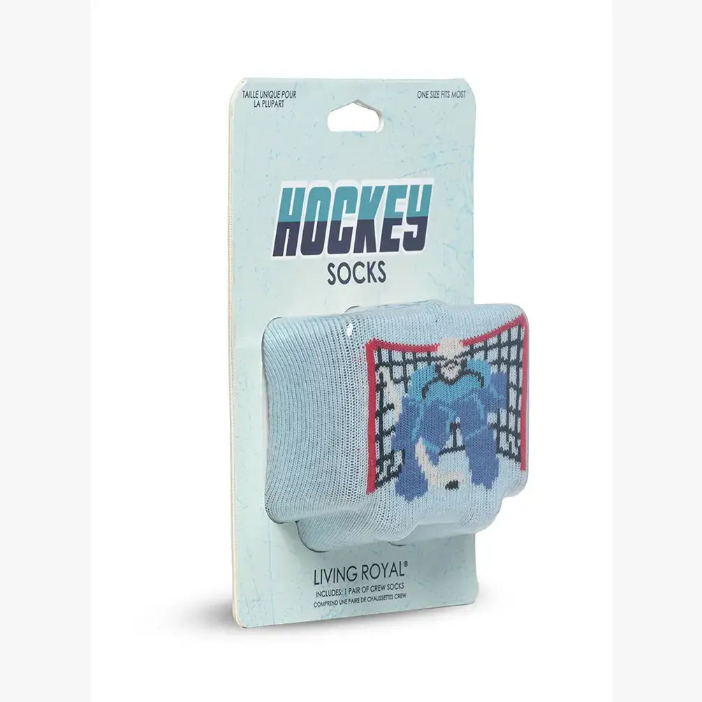 Chaussettes d'équipage emballées en 3D - hockey - Bleu glacier