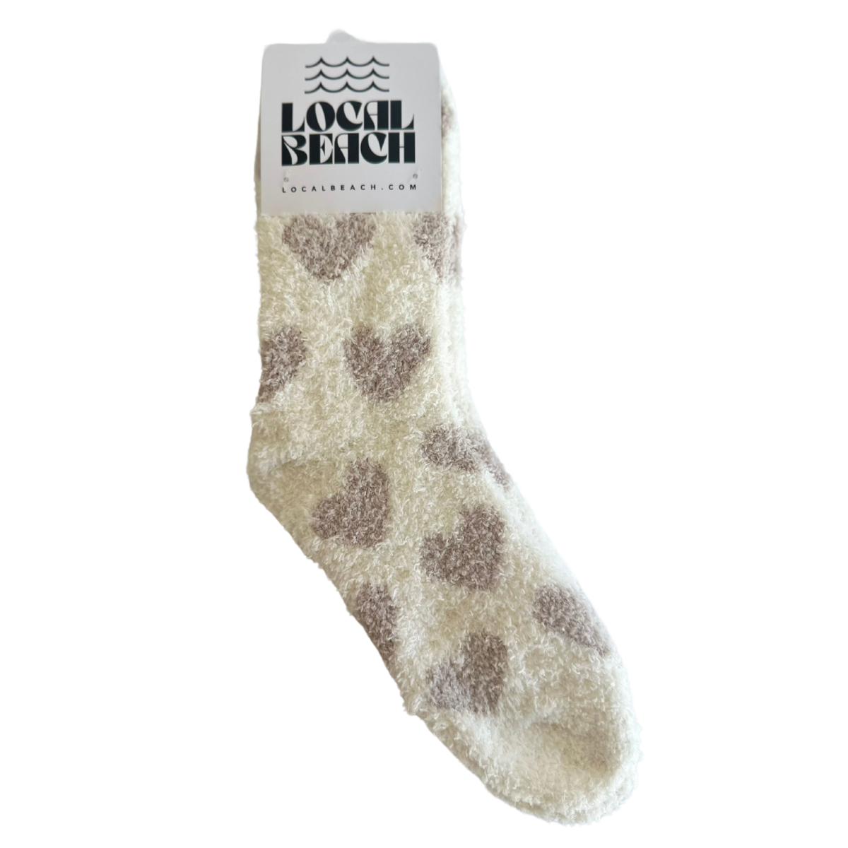 Heart Cozy Socks: Sand/Cream