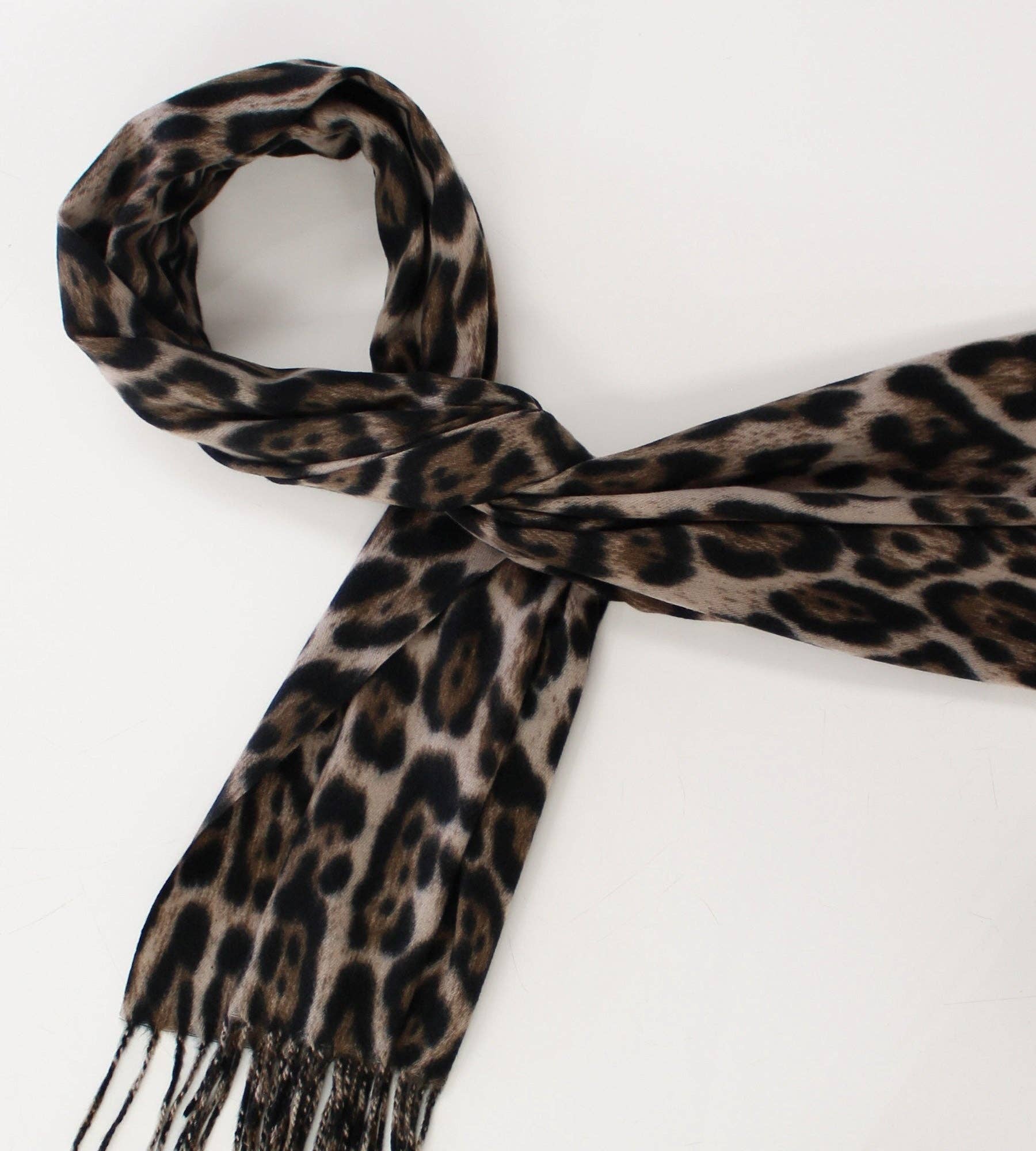 Animal Print Scarf - Brown