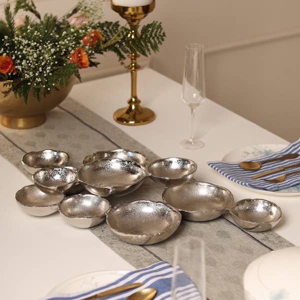 Silver Textured Aluminum 11-bowl Cluster Platter