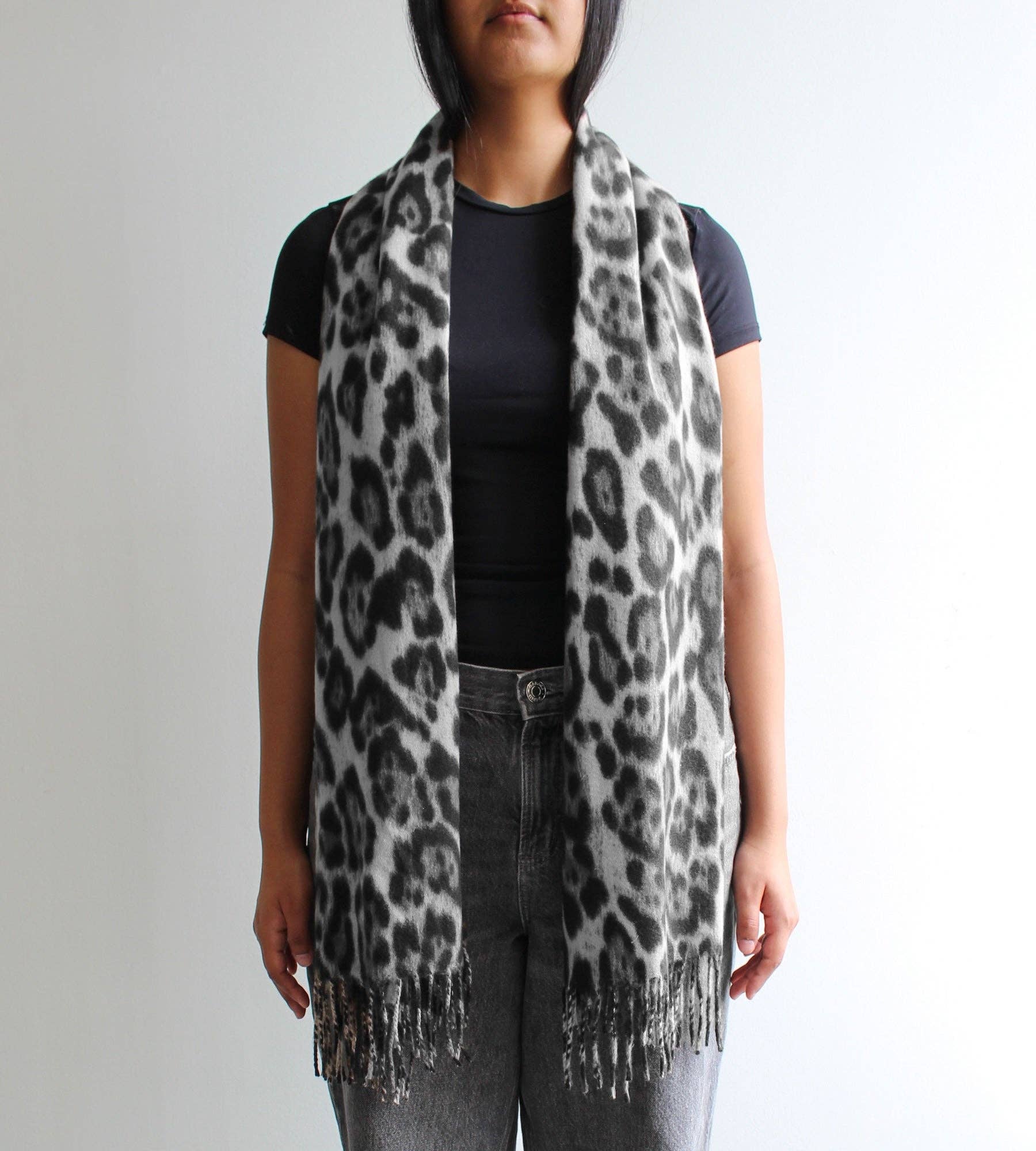 Animal Print Scarf - Grey