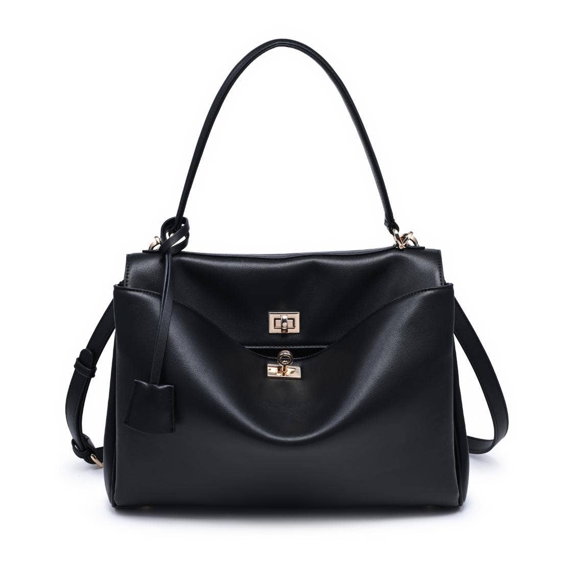 Black vegan leather Satchel