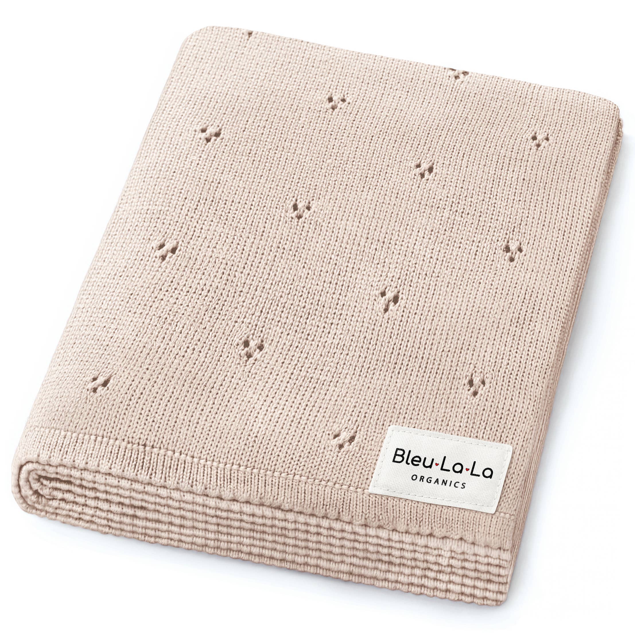 Oatmeal Organic Cotton Pointelle Receiving Baby Blanket