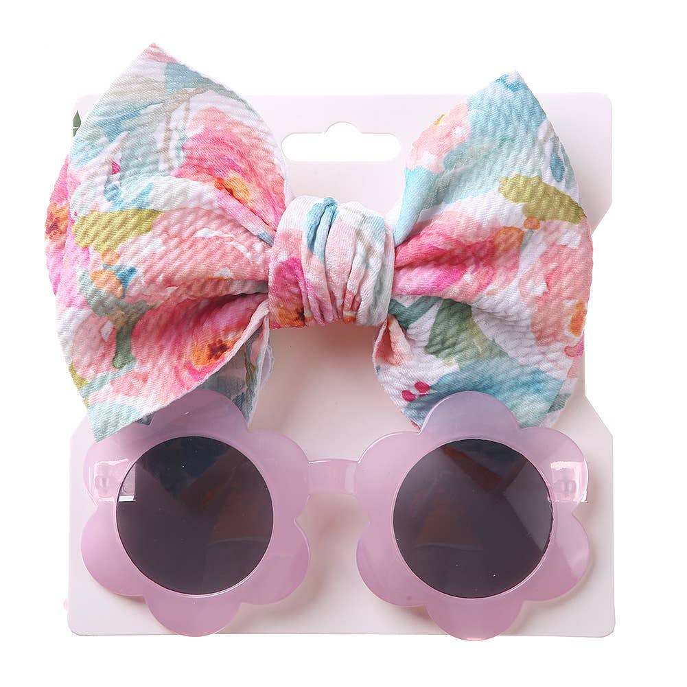 Ensemble lunettes de soleil et bandeau fleuri pour bébé