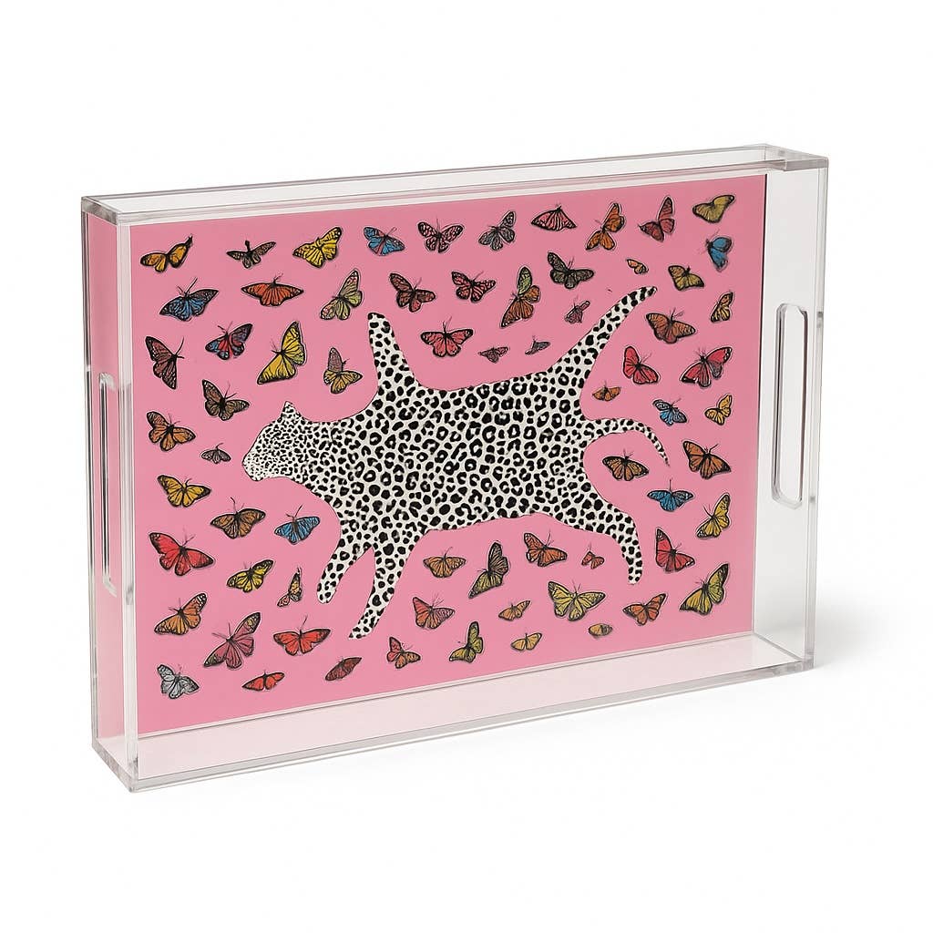 White Tiger Print Acrylic Display Tray