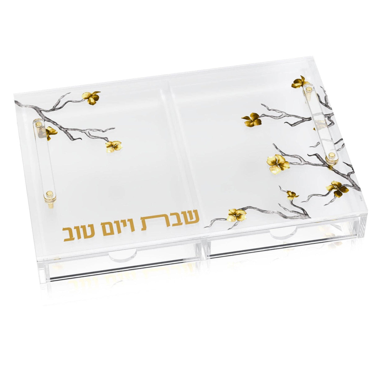 Golden Branch Challah Board with Tray