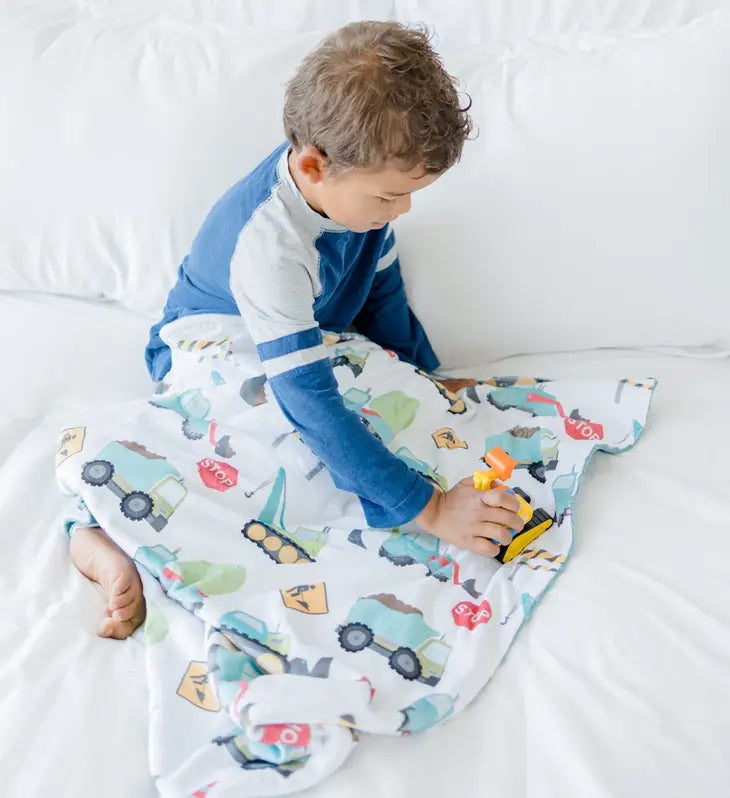 Couverture personnalisée pour bébé et tout-petit – Camions de chantier