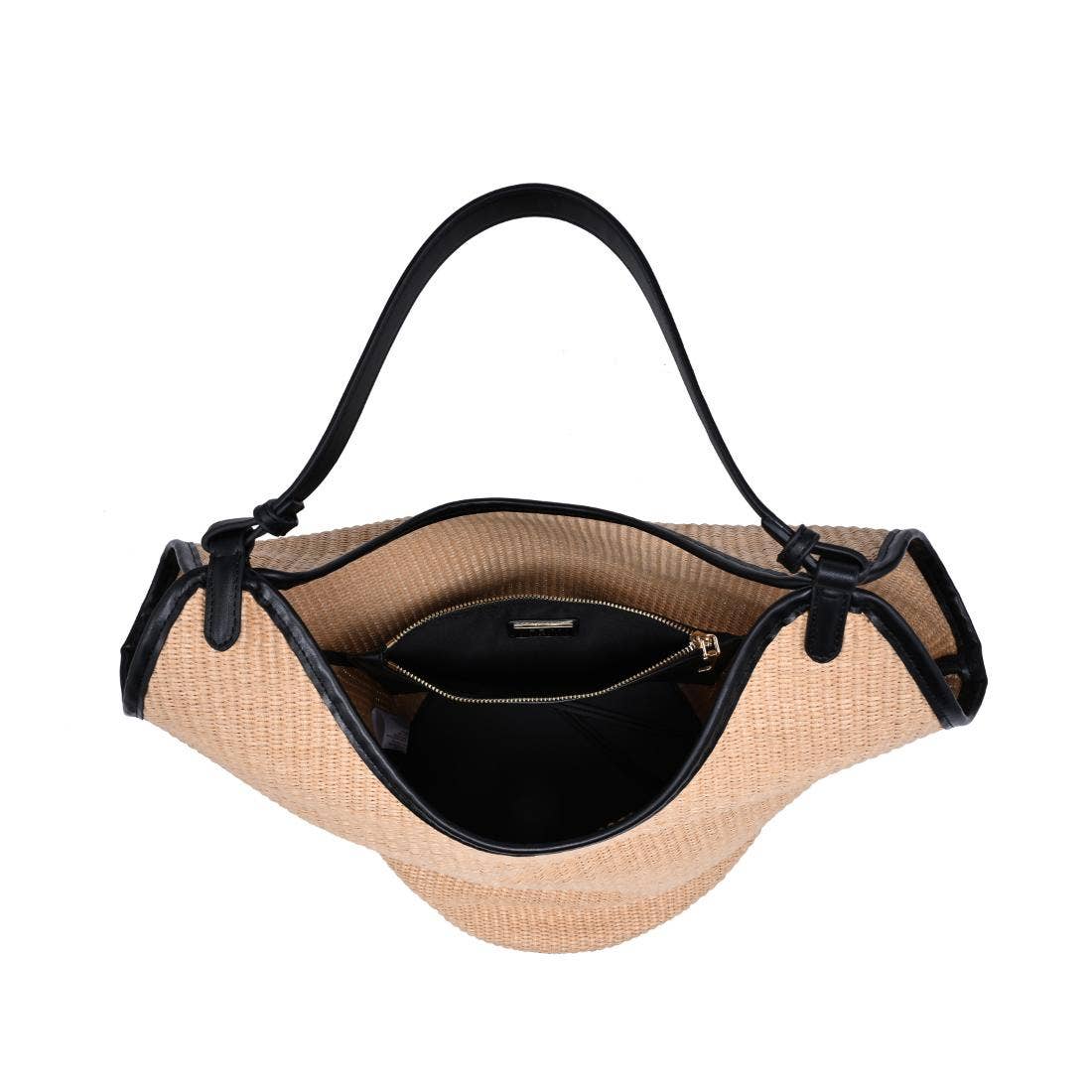 Sac cabas en paille avec bandoulière nouée