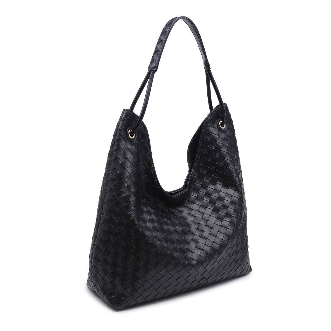 Woven U-shaped Hobo - black