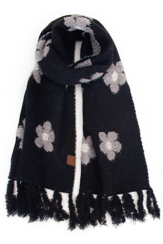 Daisy Pattern Scarf black