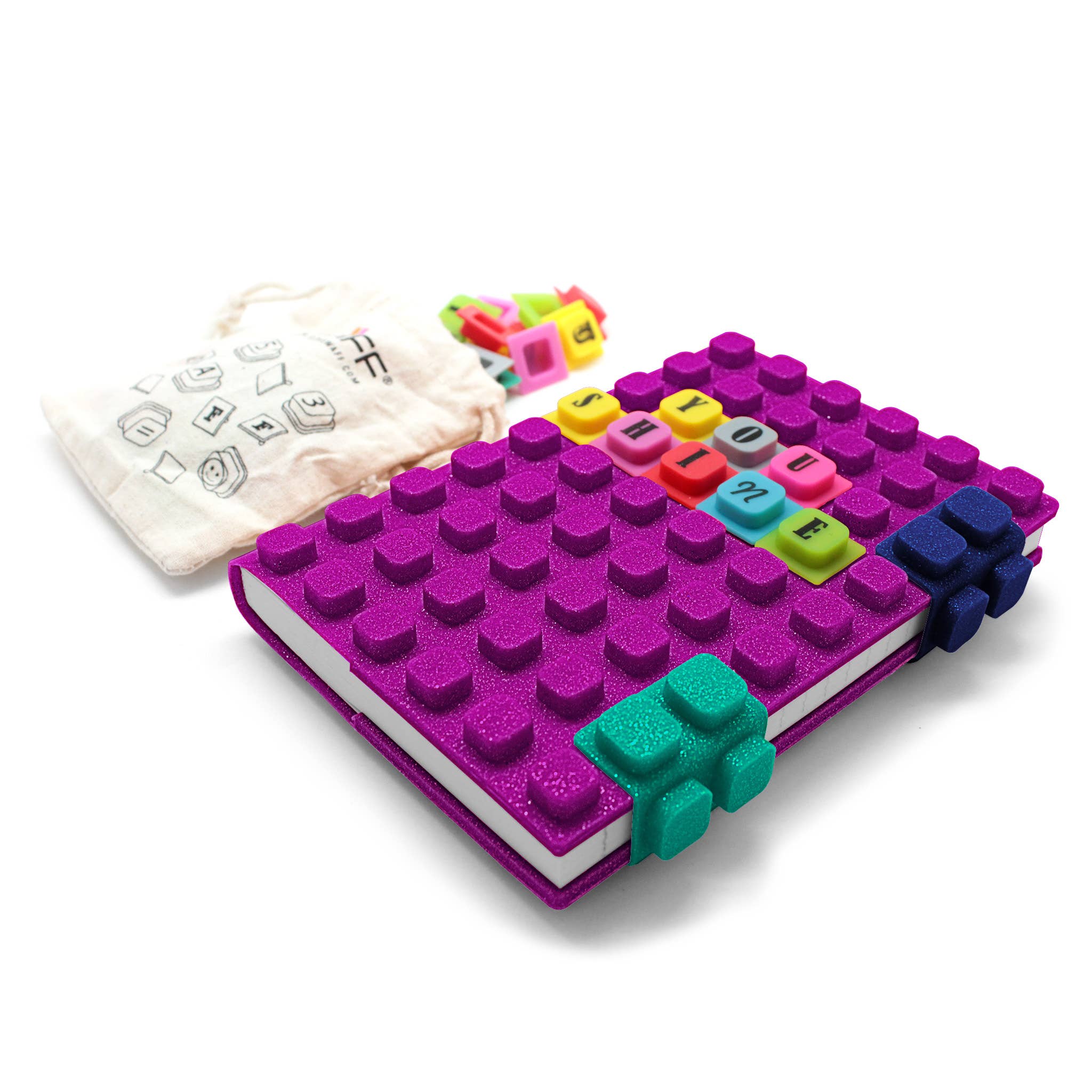 Medium Journal with DIY Cubes Glitter Fuchsia