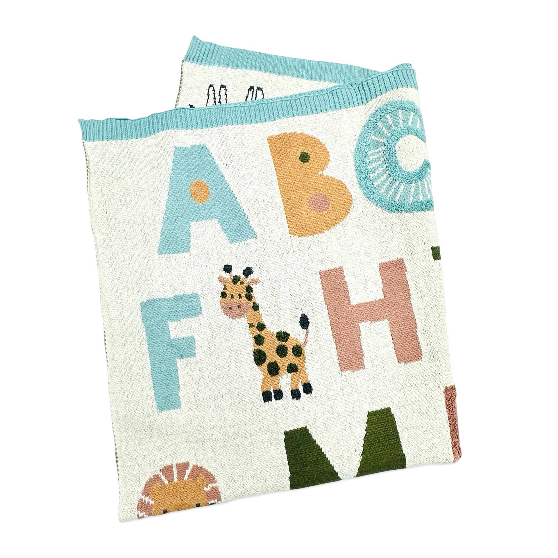 Alphabet blue- Organic Cotton Baby Blanket