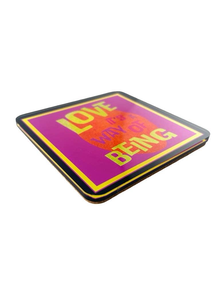 Set of 4 Acrylic Coasters in holder, Love A Way of Being