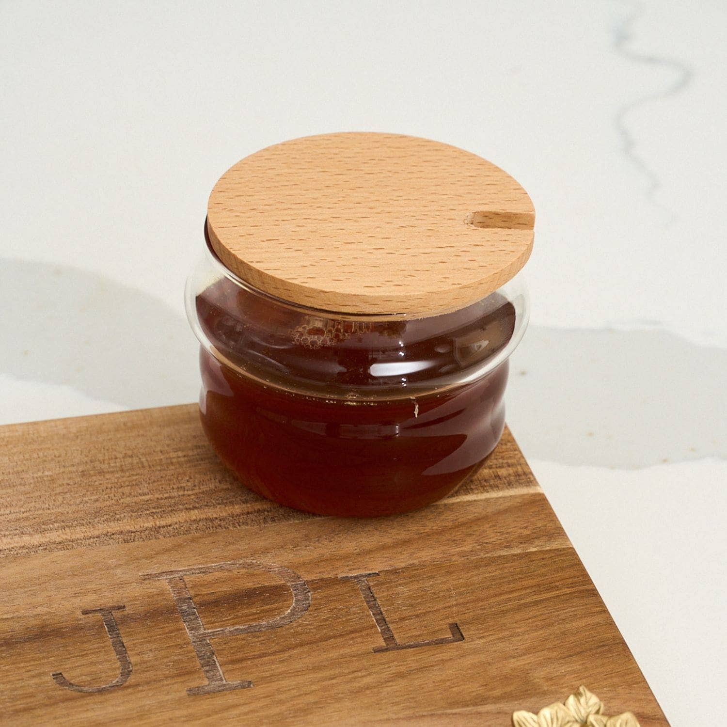 Glass Honey Jar & Wood Dipper
