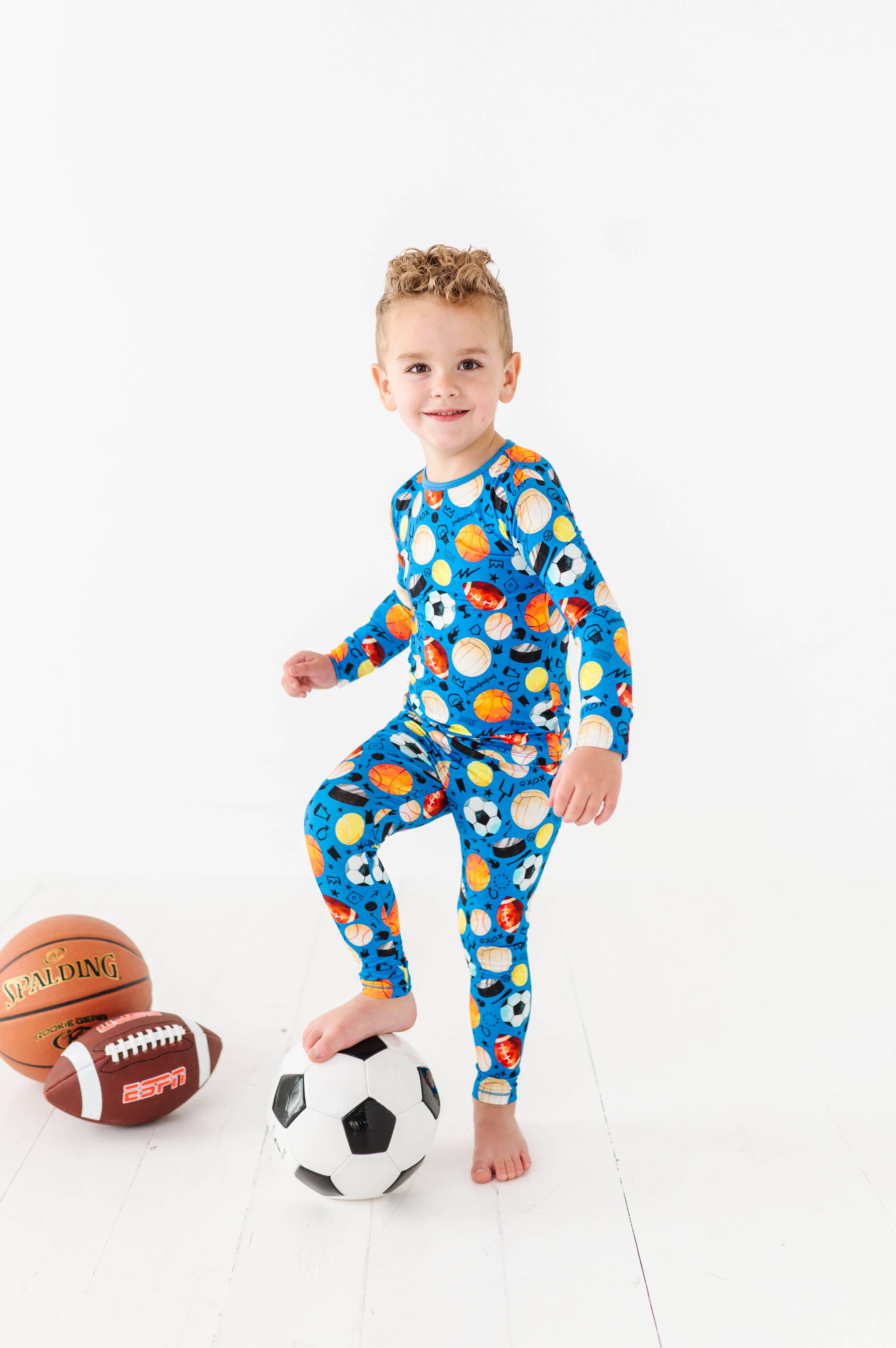 Blue Sports Long Sleeve PJ Set