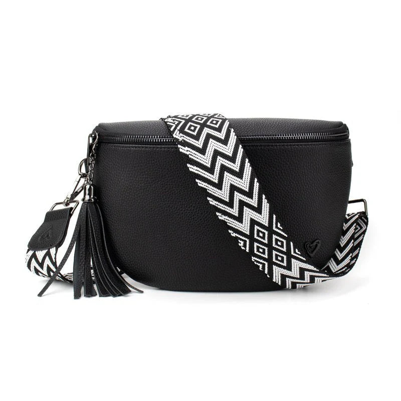 Kimberley Vegan Leather Crossbody Bag - black
