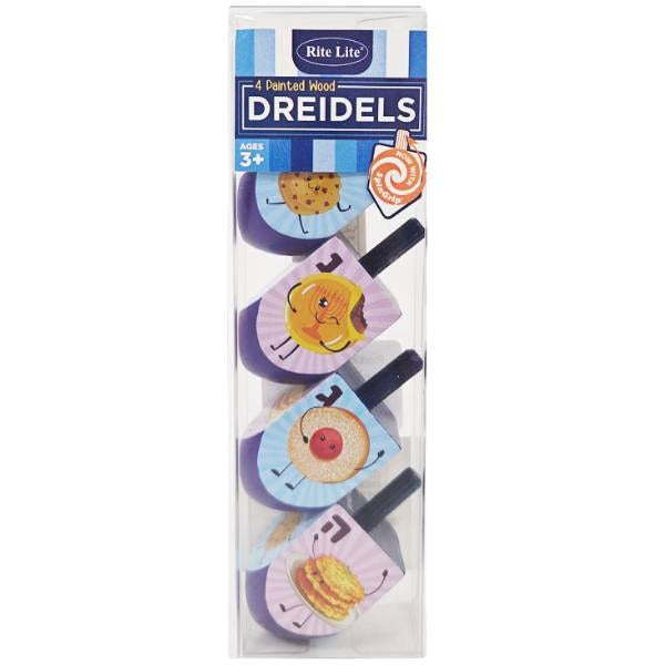 Hand Painted Wood Dreidels 4 Pack