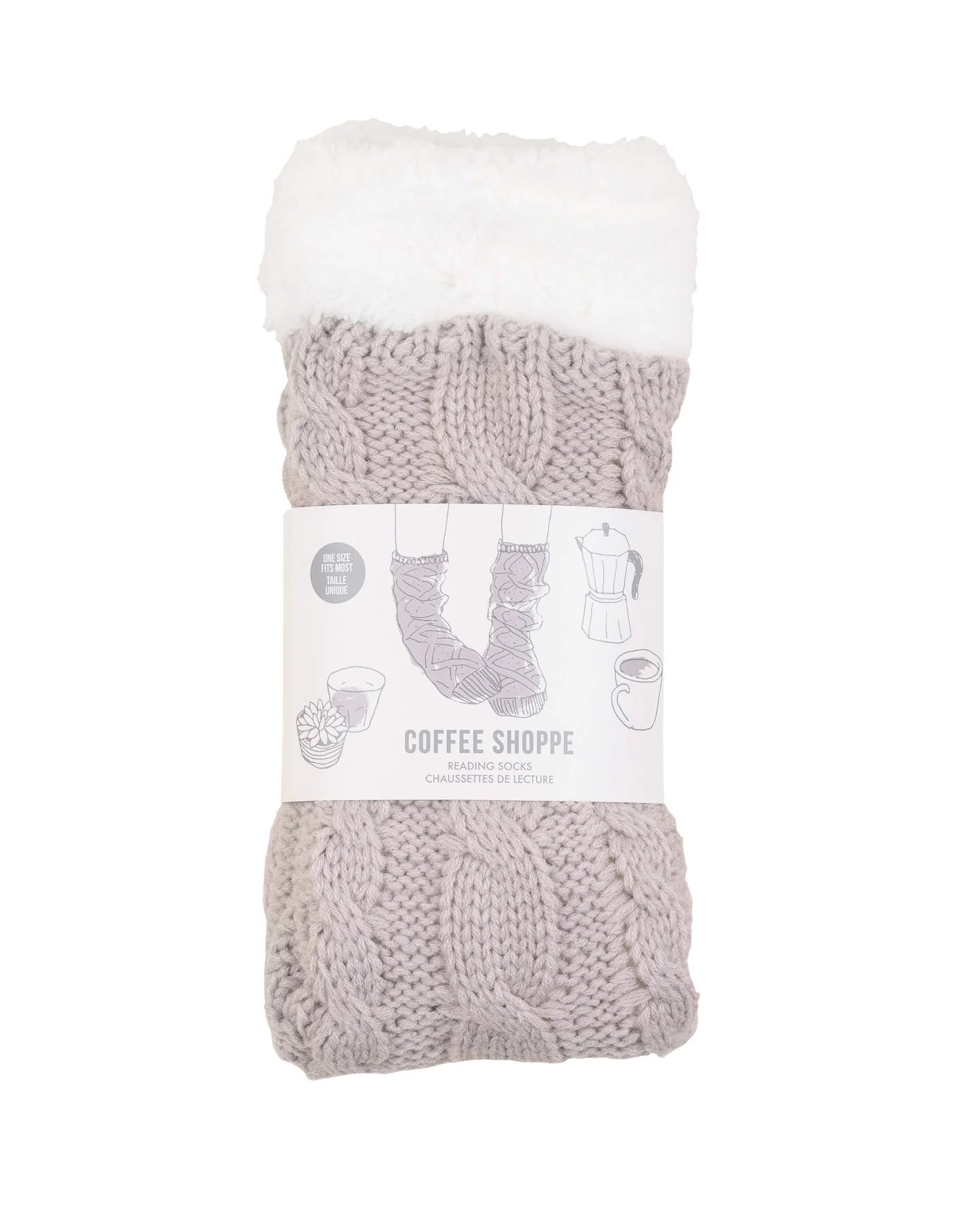 Chaussettes de détente en maille torsadée texturée - Silver Cloud