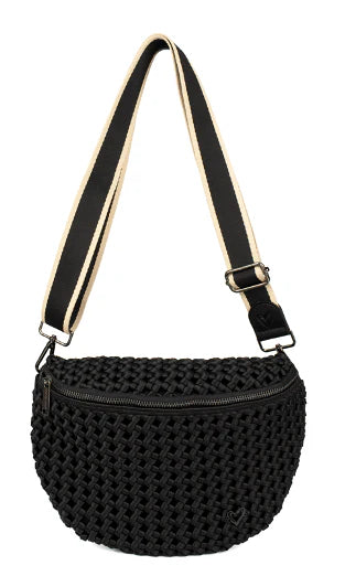 Woven Hand-knotted crossbody bag -Black