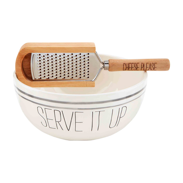 MUDPIE SERVE IT UP BOWL AND CHEESE GRATER SET