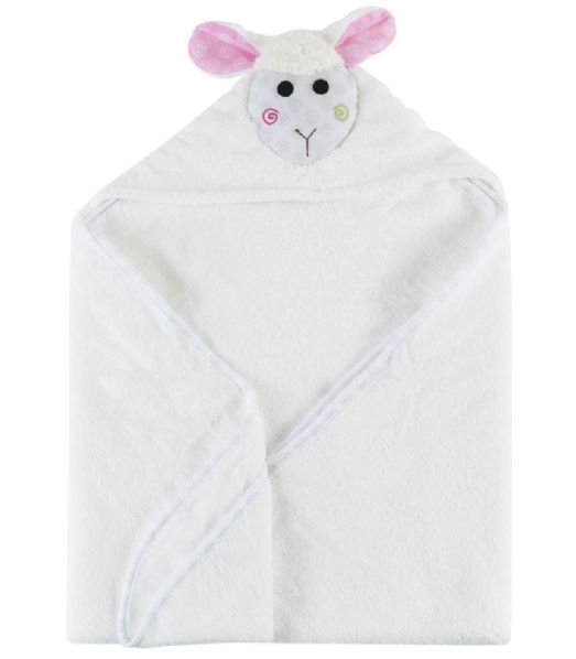 Personalized Baby Bath Towel -Snow Terry Hooded - Lola Lamb