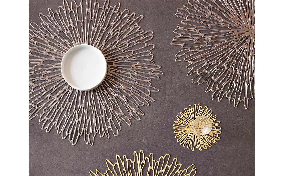 Chilewich Placemat - Round Bloom - Gunmetal