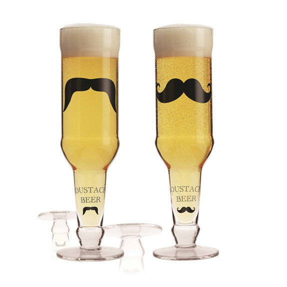 Beer Glass - Moustache 380ml set of 2 Assorted