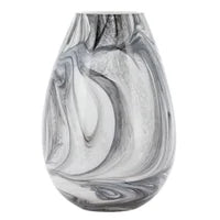 Marble Ink Swirl Glass Bullet Vase - 9.5h"