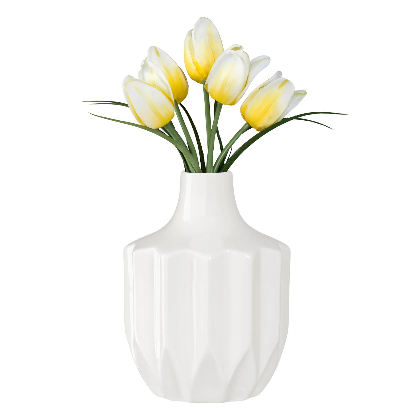 Linear Vase - Abstract Shiny White Glaze Ceramic