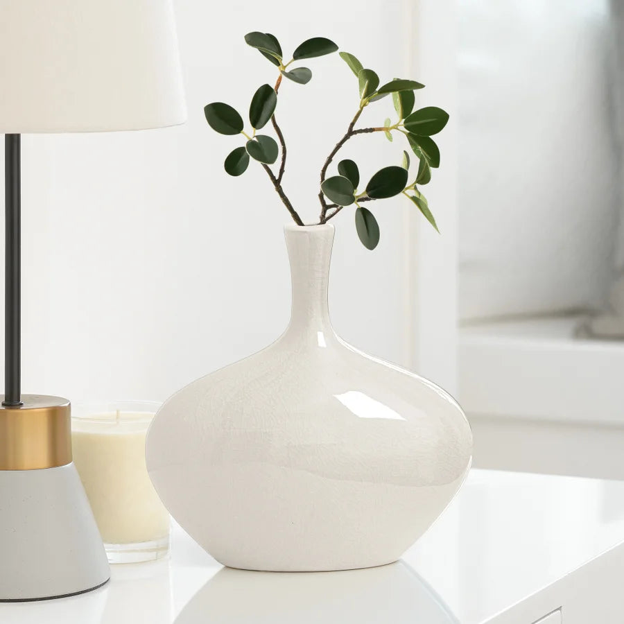 Vase en céramique craquelé blanc - 8,75 h » - large