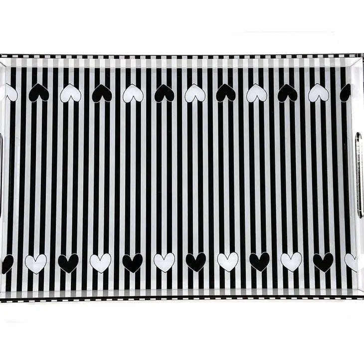 Large Acrylic Tray - Black and White Hearts