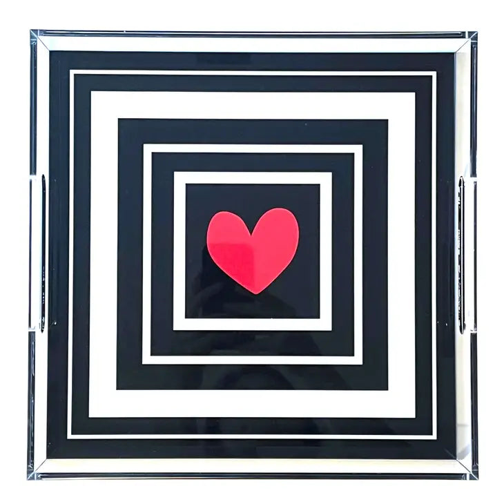 Plateau en acrylique - coeur rouge