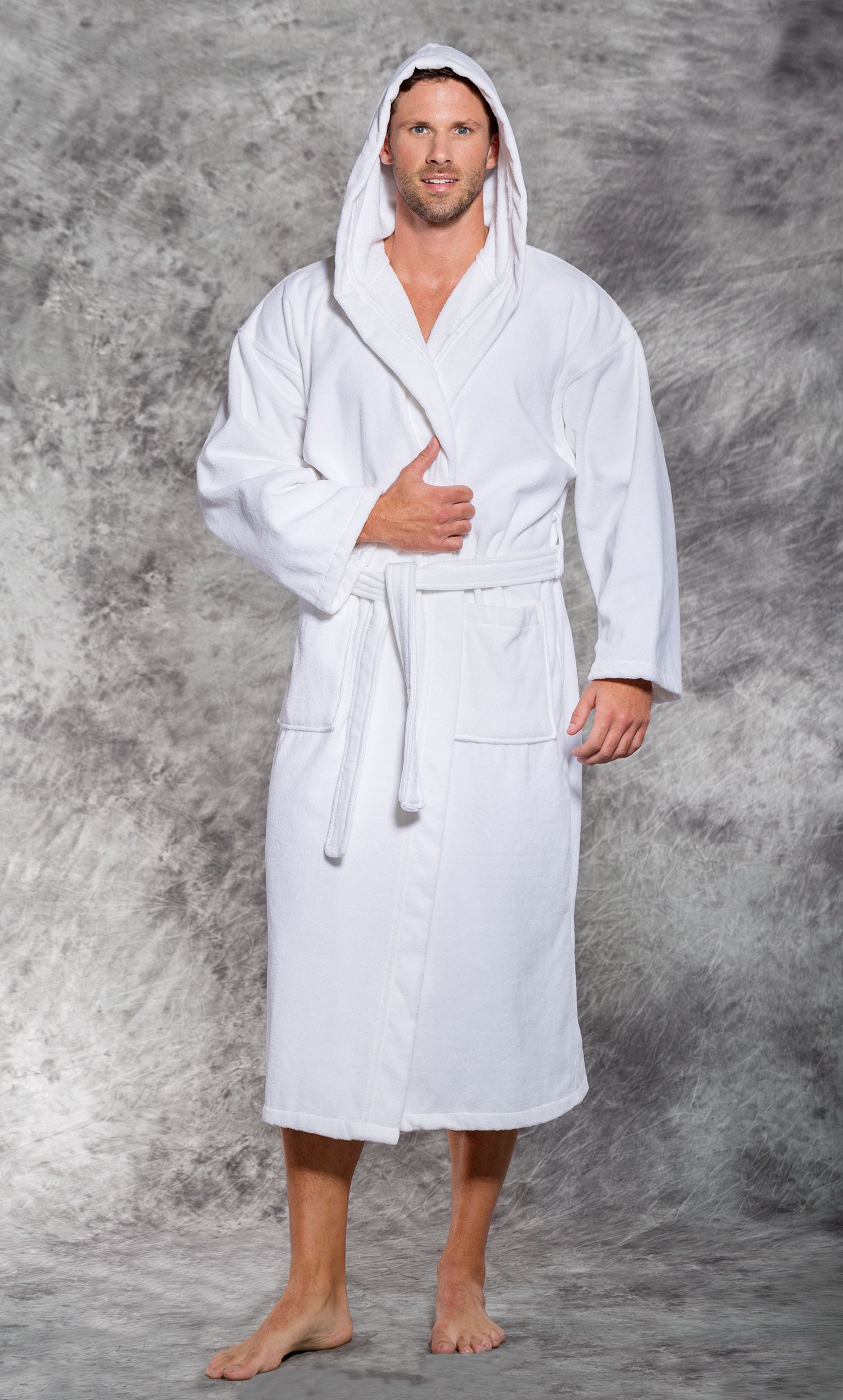 Personalized Hotel Collection Unisex Hooded Terry Velour -White