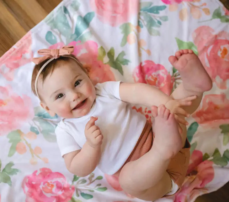 Personalized Baby & Toddler Blanket - Peonies