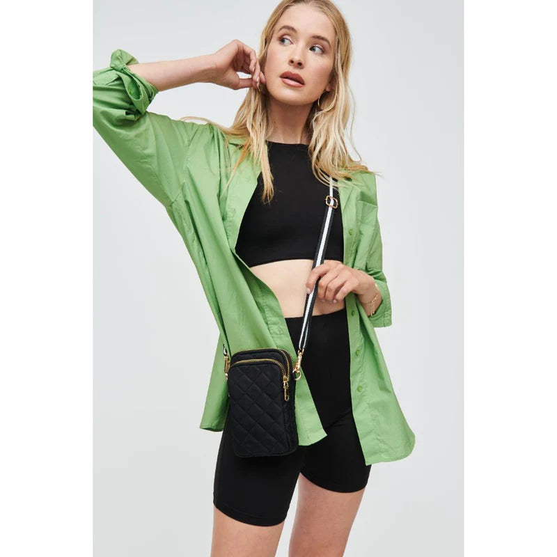 Sac bandoulière matelassé noir SOL AND Selene