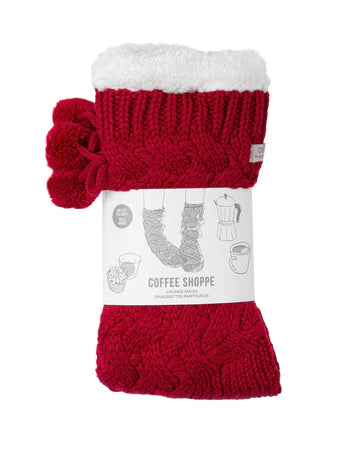 Chaussettes de détente texturées en natté - Rouge profond